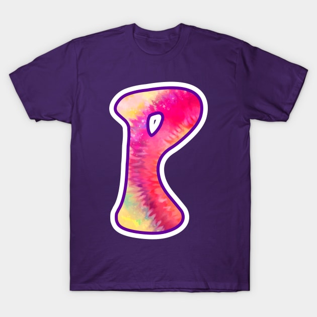 Letter P Hippie Tie Dye T-Shirt by redblackline